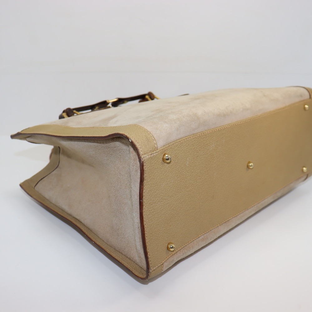 Vintage Gucci Diana Tote Large Tan Womens Bamboo Handle Suede Leather Bag - Picture 6 of 11